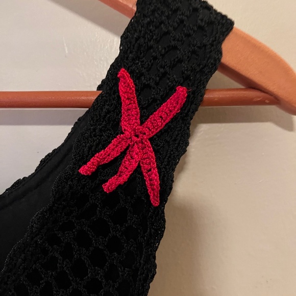 ABS Allen Schwartz Crochet Lined Dress W/ 3D Flowers-Size M - Picture 13 of 16